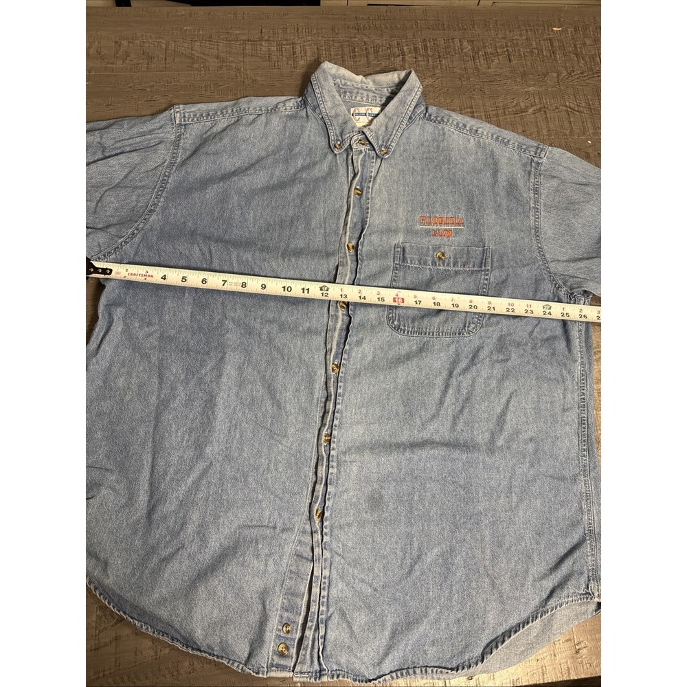 Vintage‎ 90s Florida Gator UF Law Denim Shirt XL College Classics Embroidered - Picture 3 of 5